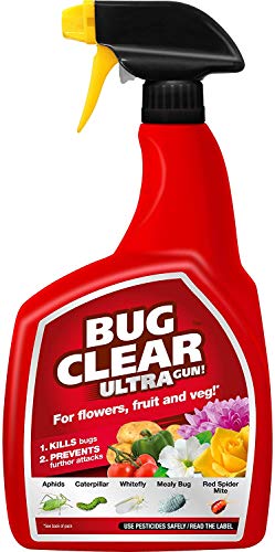 Miracle-Gro 3 x BugClear Ultra Gun, 1 Litre, Clear Bugs, Pests and Major Insects from Flowers, Fruit and Veg Plants