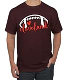 Fan of City of Cleveland Football Red Heart Script Writing Sports Men's T-Shirt, Brown, 4X-Large