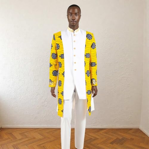 Men`s Bussiness Suit Slim Fit Embroidery Blazer and Trousers 2 Piece Set Print Outfits African Clothes3