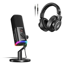 MAONO USB/XLR Dynamic Microphone PD100X + Studio Monitor Mixing DJ Headphones MH700