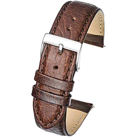 Alpine Brown Soft-Stitched Semi-Padded Genuine Leather Buffalo Full Grain Leather Watch Band | Replacement Watch Band | Premium Long Leather Watch Strap for Men | 18XL Watch Strap for Wider Wrists Cover