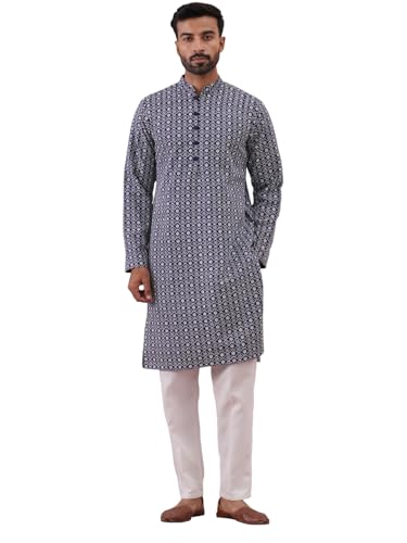 Image of Jompers Floral Embroidered Kurta With Churidar (Blue, L)