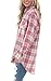 NUOREEL Women's Classic Plaid Shirt Button Down Shirts Roll Up Long Sleeve Cuffed Shirts (Pink, Large)