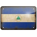 EpochSign Blechschild Nicaragua Flagge im Vintage-Erscheinungsbild Blechschild 20,3 x 30,5 cm