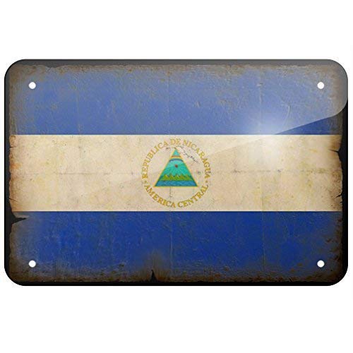 EpochSign Blechschild Nicaragua Flagge im Vintage-Erscheinungsbild Blechschild 20,3 x 30,5 cm