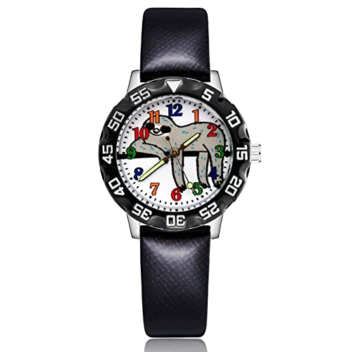 Reloj para niña Moda Lindo Bonito Animal Perezoso Estilo Estudiante Niñas Niños Relojes de Pulsera de Cuero de Cuarzo Relojes Clcok para niñas (Color : Pink)