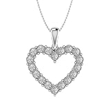 Collar con colgante de corazón de diamante de 1/4 quilates en plata de ley 925 – Certificado IGI