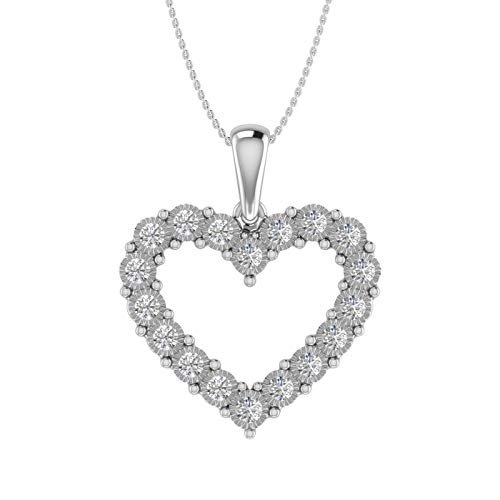 Collar con colgante de corazón de diamante de 1/4 quilates en plata de ley 925 – Certificado IGI
