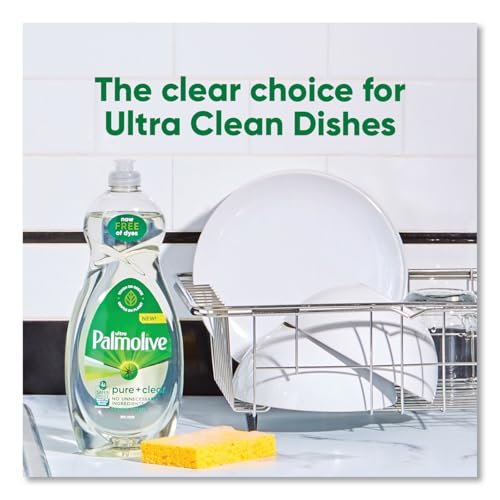 Image of Ultra Palmolive Hypoallergenic Pure Clear Dish Soap, Unscented, 32.5 Fl Oz (Pack of 2) bundled with Heay Duty Scotch Brite Sponge