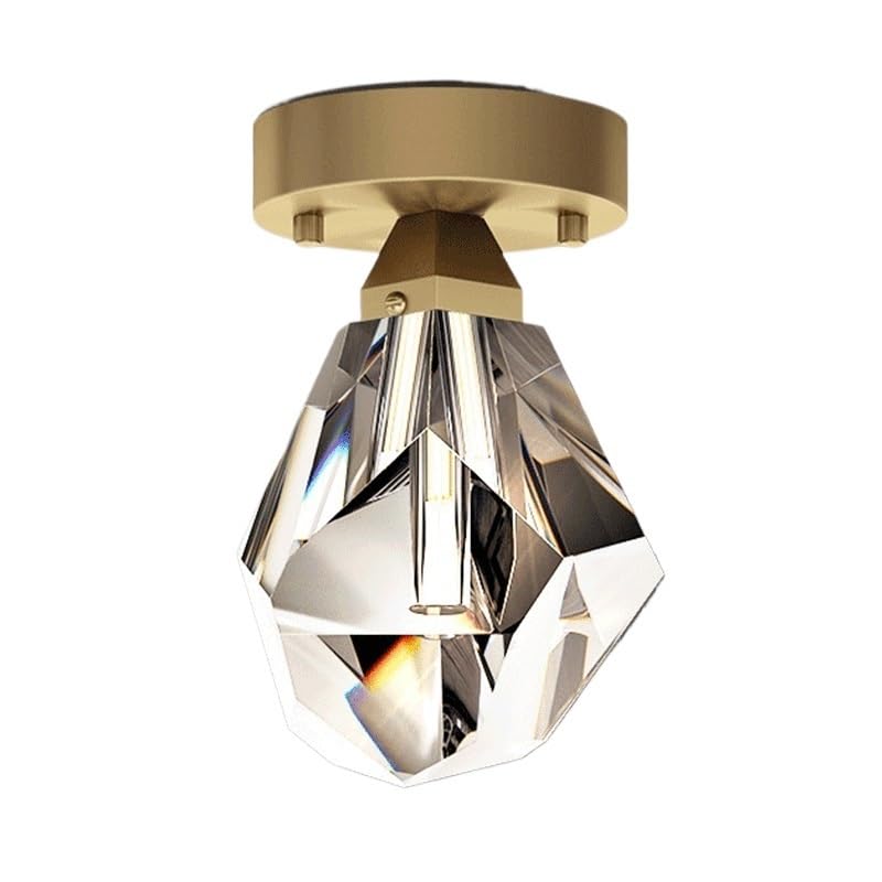 Plafonnier en cuivre G9 moderne avec abat-jour en cristal diamant créatif
