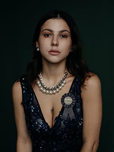 Birthday Queen Ribbon,Satin Fabric Birthday Women Tinplate Badge Pin,Happy Birthday Girl Princess Party Button Pins,Girls Brooches(Black-Glod) #TOP2