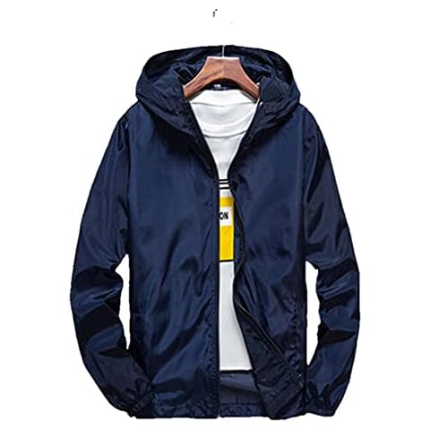 RYSLJJWCZ Youth Men's Solid Color Windproof Thin Jacket Hooded Windbreaker Men's Top-6XL Cover
