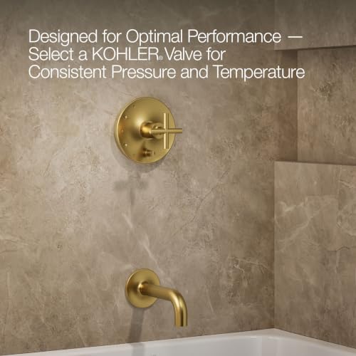 Conjunto KOHLER Purist Rite-Temp para baño y ducha con desviador pulsador y manija cruzada, sin cabezal de ducha miniatura 6