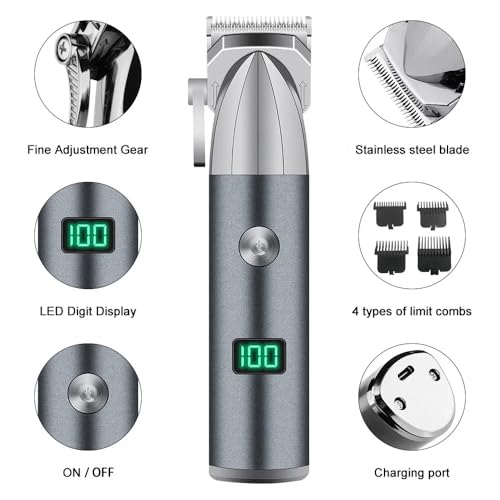 Image of Endzone Professional Cordless Buddha Hair Clipper Rechargeable T-Blade Men's Grooming Shaving Machine for Self Cutting Haircut Barbers Trimmers Cutter with 4 Guide Combs (2 Speed)