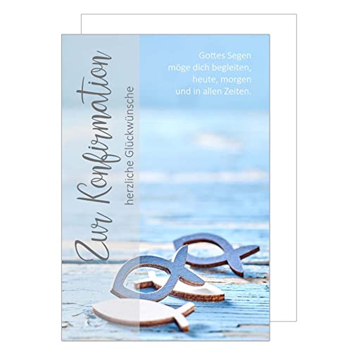 Edition Seidel Premium Glückwunschkarte zur Konfirmation mit Umschlag. Konfirmationskarte Karte Grusskarte Fische Meer Junge Mädchen (KF273a SW022)