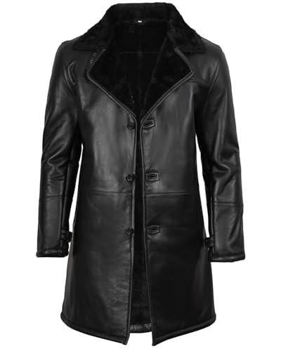 Blingsoul Disc Real Leather Men Black Shearling Coat | [1509983] Turlock Black, M