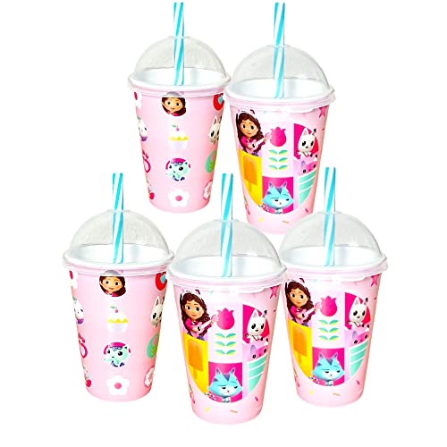 5 Copos Tema a Casa M�gica da Gabby para Decora��o de Festa Lembrancinha de Aniversario Infantil Pla