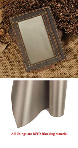 Image of Le'aokuu Genuine Leather Magnet Money Clip Credit Card Case Holder Slim Wallet