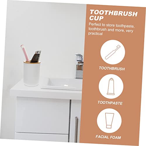 Conjunto de accesorios para baño PRETYZOOM con vaso blanco de PP portátil para cepillo de dientes 8