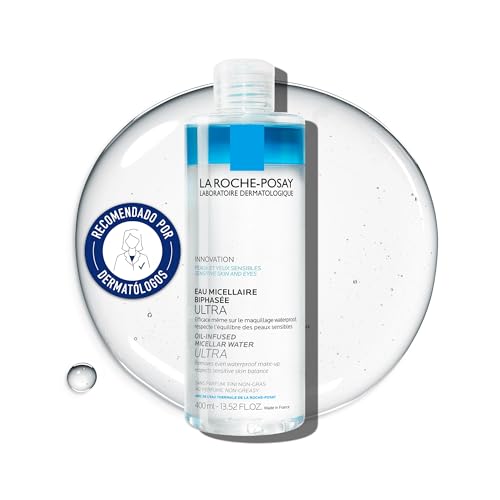 La Roche Posay Agua Micelar en Aceite, Limpiador Fisiológico Facial Multifunción, Desmaquilla, Calma y Limpia la Piel, Apto para Pieles Sensibles, 400 ml