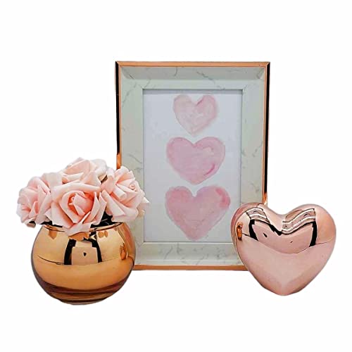 Kit Porta Retrato Moderno Enfeite Vaso Escritório Tendência (Rose Gold)