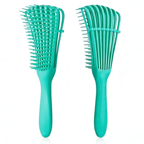 Daletu Cepillo Desenredante para Pelo Rizado 3A a 4C, para Cabello Mojado o Seco, Reduce Daño y Caspa, Peine Exfoliante con Encrespado para Pelo Largo (Verde)