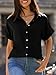 Beautife Womens Short Sleeve Shirts V Neck Collared Button Down Shirt Tops with Pockets Black