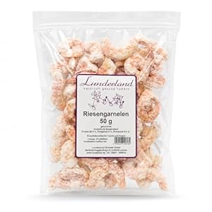 Lunderland Riesengarnelen | 50 g | Einzelfuttermittel für Hunde & Katzen | Gefriergetrocknet