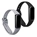 Produktbild kwmobile 2x Sportarmband kompatibel mit Samsung Galaxy Fit (SM-R370) Armband - Fitnesstracker Band Set aus TPU Silikon in Grau Schwarz