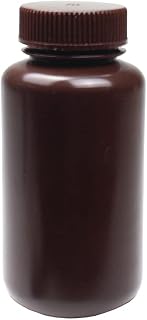 United Scientific Supplies 33464 | Laboratory Grade HDPE Wide Mouth Amber Reagent Bottle | Designed for Laboratories, Classrooms, or Storage at Home | 250ml (8oz) Capacity | Pack of 12