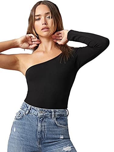 Image of Aahwan Solid One Shoulder Fitted Top for Women's & Girl's