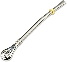 Delicatino - Pampa Mate Bulb - Stainless Steel (16 cm) - Curved with Removable Zinc Filter - Ideal for Medium Mates