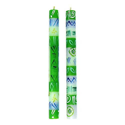 Global Crafts Pair Of Hand-Painted Candles In African Designs (Farih) #TOP1