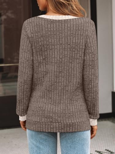 Image of AUTOMET Womens V Neck Long Sleeve Shirts Fall Tops 2026 Lightweight Sweater