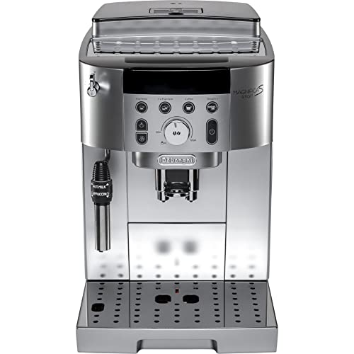 De'Longhi Magnifica S Smart ECAM250.​31.​SB, Machine à Café Automatique avec Mousseur à Lait, Taille Compacte Machine Grain à Tasse, Mousseur à Lait Manuel, 4 Recettes en Une Touche, Argent Noir
