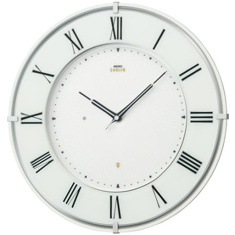 セイコークロック エンブレム 【文字盤面名入れ・包装】掛時計 白パール 359x359x29mm 電波 アナログ HS542W 最速発送 黒文字/楷書体