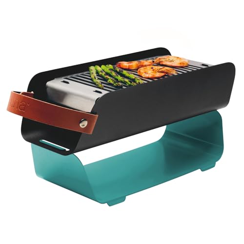 UNA Outdoor Portable Charcoal Grill Barbecue, Mint Turquoise by UNA - Used condition - CA$56.22