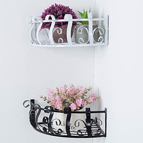 Cabilock Hanging Wall Planters Metal Flower Pot Holder Wall Mounted Corner Shelves Railing Planter Bracket Fence Planter Hanger Basket For Garden Balcony Porch Black Wall Mounted Planters #TOP3