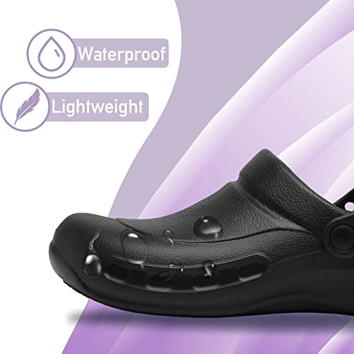 Slip Resistant Work Shoes Garden Clogs, Nurse, Chef Shoes Waterproof Oil Comfortable Work Clogs Adjustable Fit 12 #TOP3