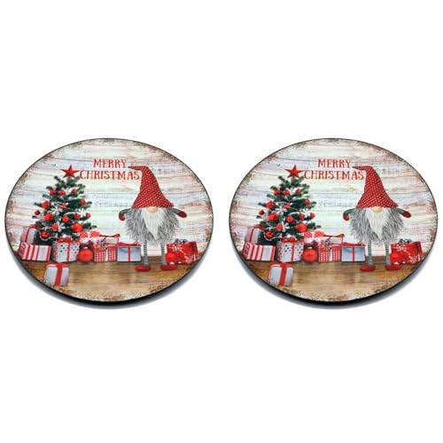 AC - Pack de 2 Bajoplatos reutilizables redondos de plástico - Plato llano decorativo - Bandeja para presentación de dulces, Navidad, turrón, pasteles (Duende - Ø 33 cm)