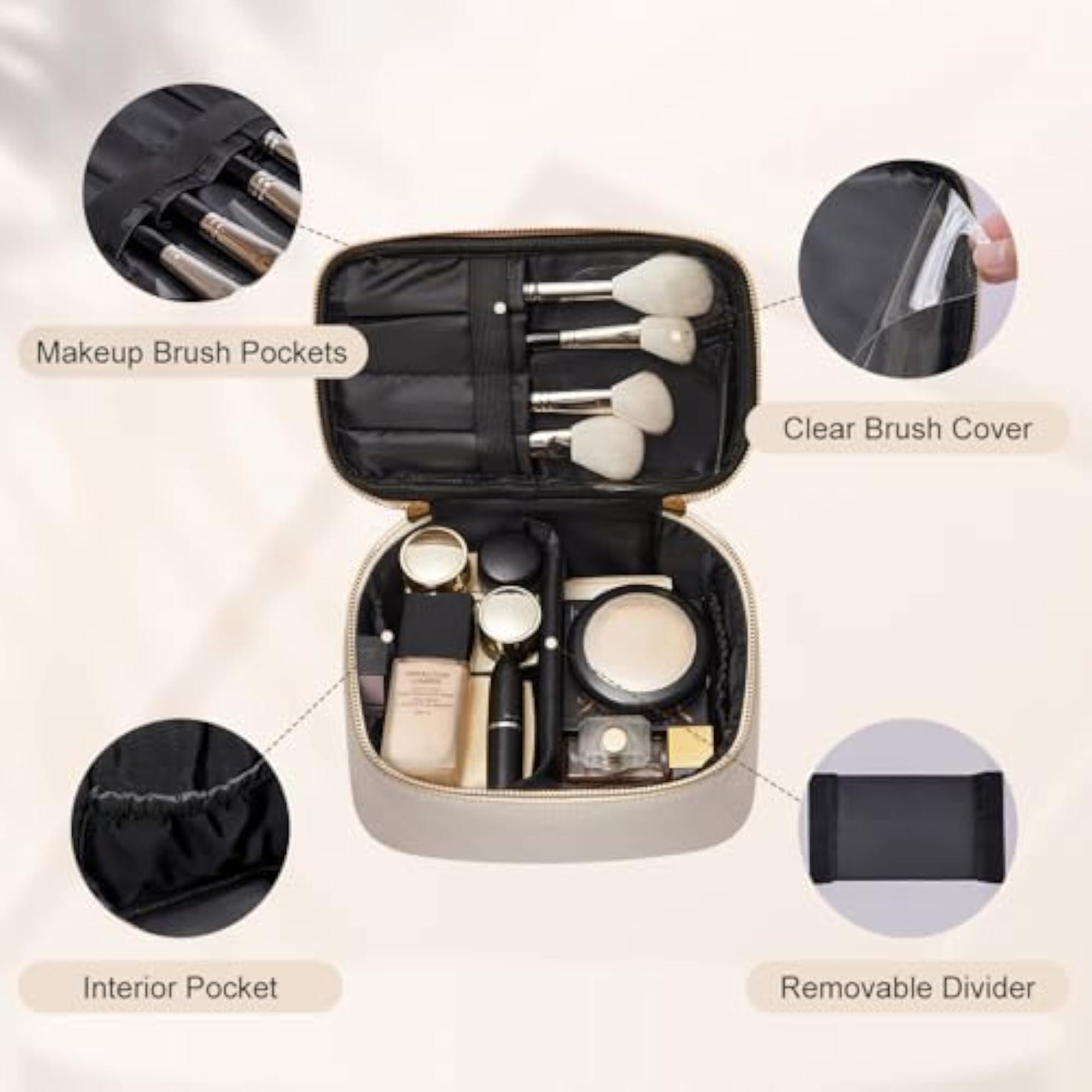 ROWNYEON Portable Makeup Train Case for Women, White