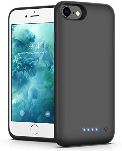 Ekrist Battery Case for iPhone 6/6s/7/8, [Upgraded 6000mAh] Portable Ultra-Slim Protective Charging Case, Extended Rechargeable Smart Battery Pack, Backup Charger Case Power Bank Cover (Black)