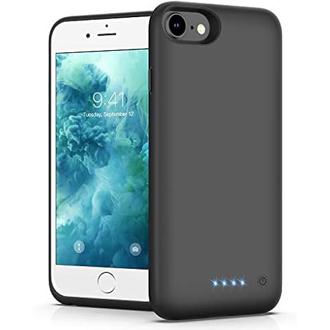 Ekrist Battery Case for iPhone 6/6s/7/8, [Upgraded 6000mAh] Portable Ultra-Slim Protective Charging Case, Extended Rechargeable Smart Battery Pack, Backup Charger Case Power Bank Cover (Black) Cover