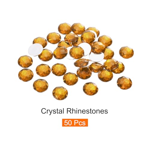 Image of MECCANIXITY Flat Back Round Acrylic Rhinestones,12mm Brown Flatback Crystal Rhinestones for Crafts Clothes Shoes DIY Decoration Gifts 50Pcs