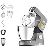 Kenwood KWL90.034SI Impastatrice Planetaria Titanium Chef Patissier XL con Ciotola EasyWarm da 7 L, Bilancia integrata, Potenza 1400W e Frullatore, Illuminazione in Ciotola, Argento