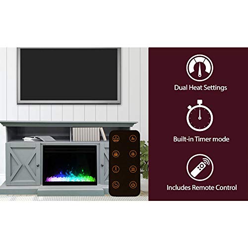 Cambridge Summit 62" Farmhouse Fireplace Tv Stand With Realistic Multi-Color Led Lights & Crystal Display, Electric Fireplace Heater With Remote Control For Rooms Up To 210 Sq.ft With Remote Control #TOP1
