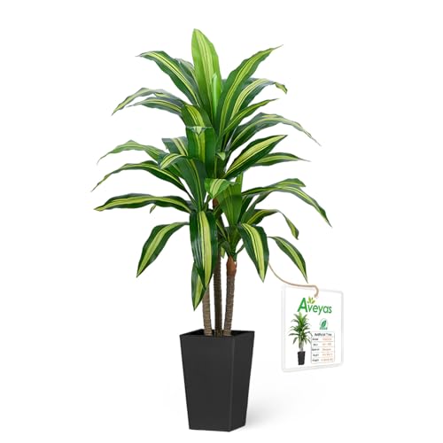 Aveyas 4ft Artificial Dracaena Tree for Home Decor, 4 ft Real Touch Large Faux Plant Fake Silk Floor Trees with Pot for Indoor Outdoor House Living Room Office (4 Feet Tall Including Raised Pot) by Aveyas - Used condition - US$59.49