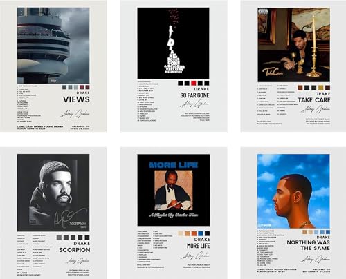 AFORENTIER Drake Posters 8x10 Canvas Prints Unframed Set of 6 Music Album Cover Posters for Room Aesthetic Canvas Wall Art Room Decor for Teen Girls