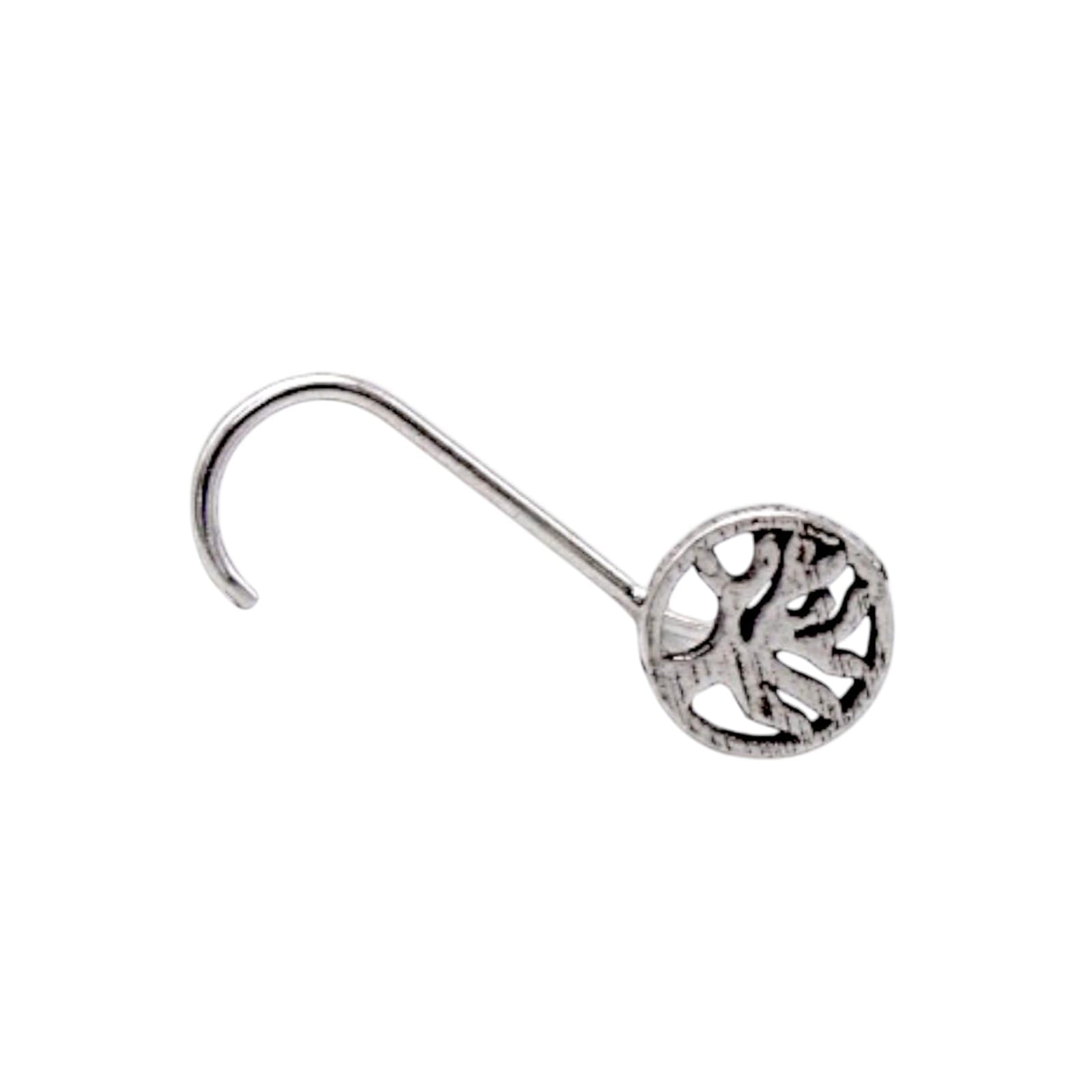 lbv 925 Sterling Silver Round Shape With Tree Oxidized Nose Pin Wire for Womens and Girls-picture-29