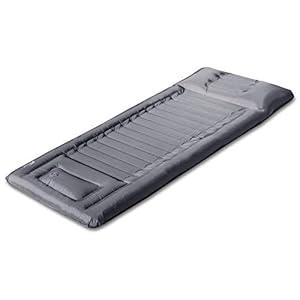 FIELDOOR 枕付き コンパクトエアーマット 195cm×75cm×14cm ポンプ搭載 コンパクト収納 リップストップ生地 二重バルブ キャンプ アウトドア